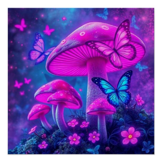 Vlinders, bloemen en paddenstoelen- perfect poster (Voorkant)