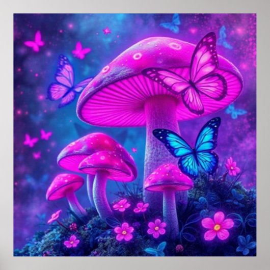 Vlinders, bloemen en paddenstoelen- poster (Voorkant)