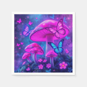 Vlinders, bloemen en paddenstoelen- servet