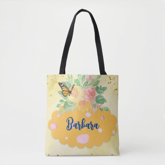 Vlinders, bloemen en Stippen Tote Bag (Voorkant)