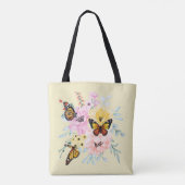 Vlinders, bloemen en Stippen Tote Bag (Achterkant)