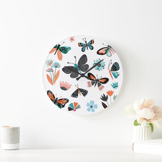 Vlinders Bloemen: Hand getrokken Collectie Grote Klok (Huis)