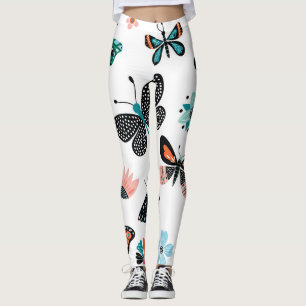 Vlinders Bloemen: Hand getrokken Collectie Leggings