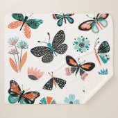 Vlinders Bloemen: Hand getrokken Collectie Sherpa Deken (Voorkant (horizontaal))