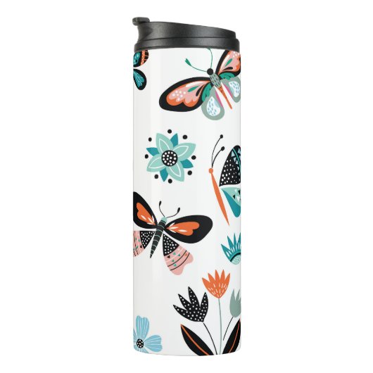 Vlinders Bloemen: Hand getrokken Collectie Thermosbeker (Geroteerd rechts)