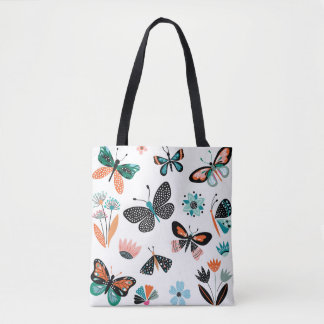 Vlinders Bloemen: Hand getrokken Collectie Tote Bag
