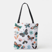 Vlinders Bloemen: Hand getrokken Collectie Tote Bag (Achterkant)