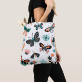 Vlinders Bloemen: Hand getrokken Collectie Tote Bag (Dichtbij)