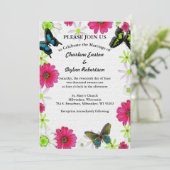 Vlinders & Bloemen in Mozaïek Voeg Echtpaarfoto To Kaart (Staand voorkant)