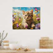 *~* Vlinders Bloemen Kat 5:4 Kitten Cat AP68 Poster (Keuken)