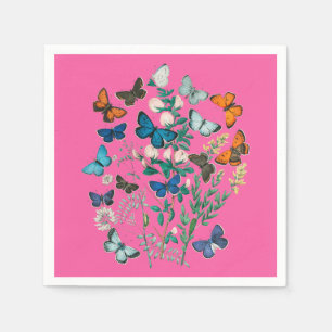 vlinders & bloemen, kunst, roze servet