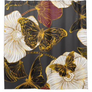 Vlinders & Bloemen: Lente Boho Patroon Douchegordijn