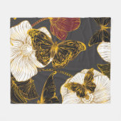Vlinders & Bloemen: Lente Boho Patroon Fleece Deken (Voorkant (Horizontaal))