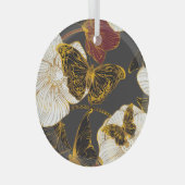 Vlinders & Bloemen: Lente Boho Patroon Glas Ornament (Voorkant Rechts)