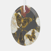 Vlinders & Bloemen: Lente Boho Patroon Glas Ornament (Voorkant links)