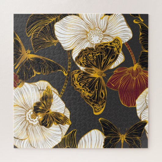 Vlinders & Bloemen: Lente Boho Patroon Legpuzzel (Horizontaal)