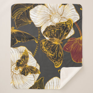 Vlinders & Bloemen: Lente Boho Patroon Sherpa Deken