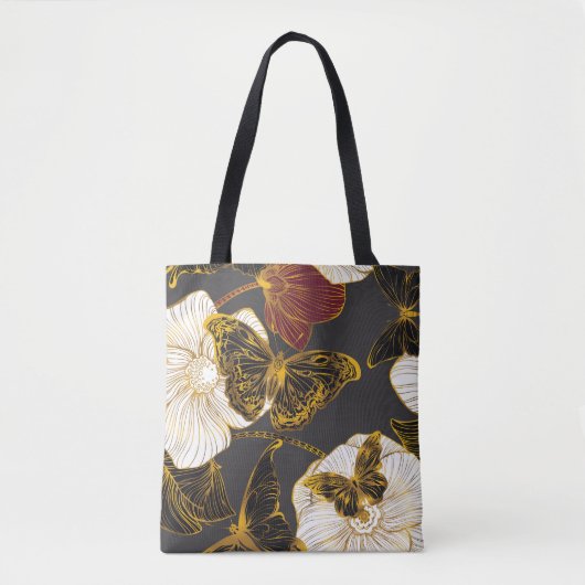 Vlinders & Bloemen: Lente Boho Patroon Tote Bag (Voorkant)