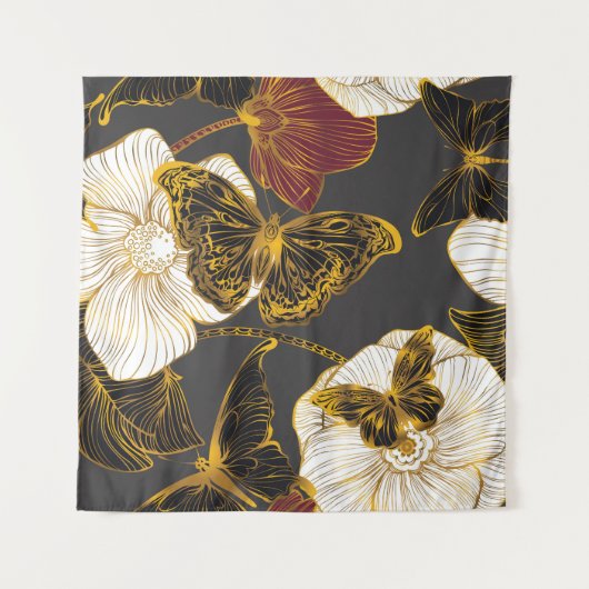 Vlinders & Bloemen: Lente Boho Patroon Wandkleed (Voorkant)