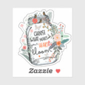 Vlinders Bloemen Metselwerk Pot Quote Uitspraak  Sticker (Vel)