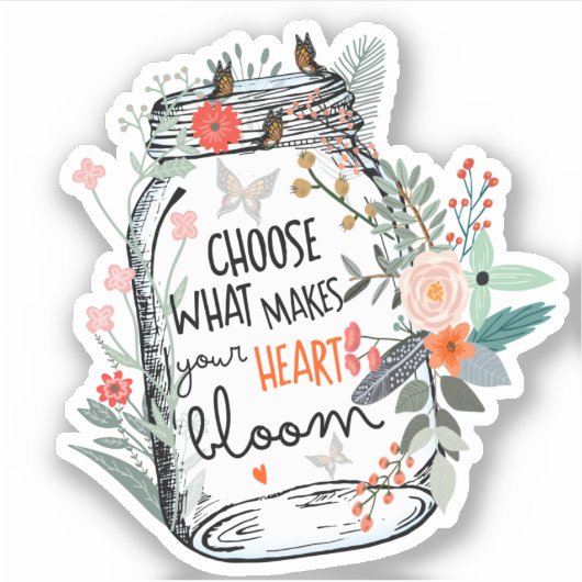 Vlinders Bloemen Metselwerk Pot Quote Uitspraak  Sticker (Voorkant)