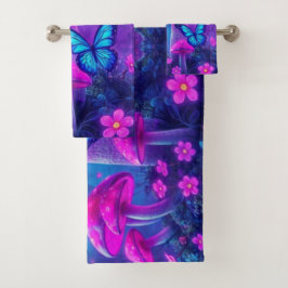 Vlinders Bloemen Paddestoelen-Fiarycore Bad Handdoek