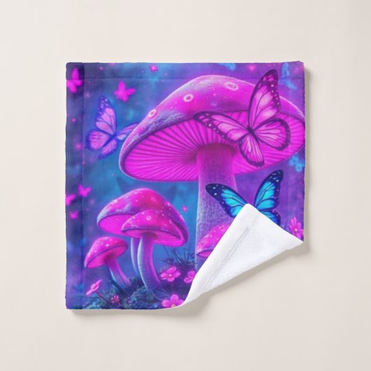 Vlinders Bloemen Paddestoelen-Fiarycore Bad Handdoek (Wasdoekje)