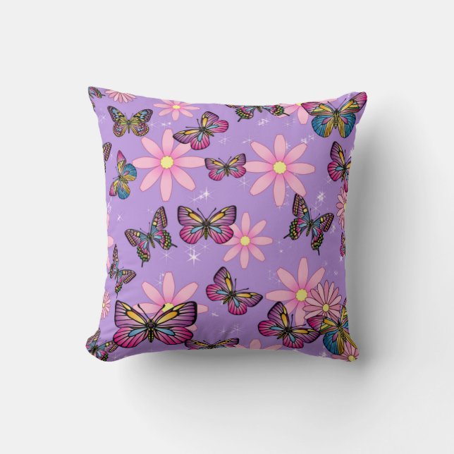 Vlinders & Bloemen Patroon Sierkussen (Voorkant)