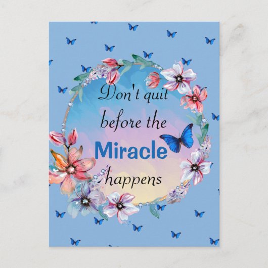 Vlinders & Bloemen Positieve Mindset Quote Briefkaart (Voorkant)