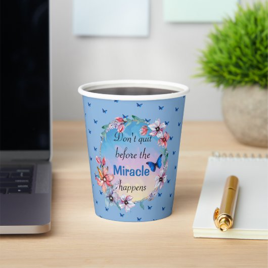 Vlinders & Bloemen Positieve Mindset Quote Papieren Bekers (Insitu)