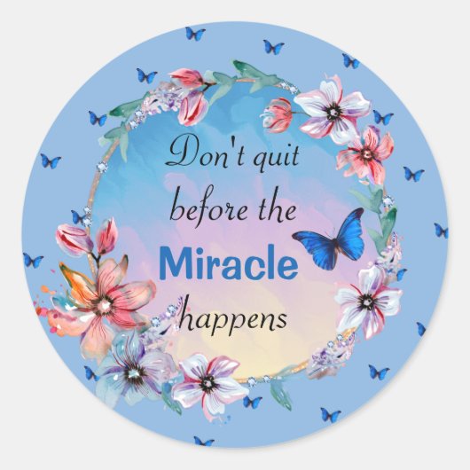 Vlinders & Bloemen Positieve Mindset Quote Ronde Sticker (Voorkant)