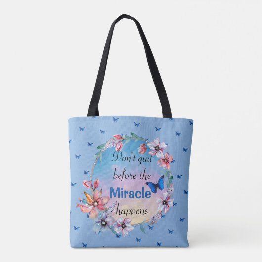 Vlinders & Bloemen Positieve Mindset Quote Tote Bag (Achterkant)