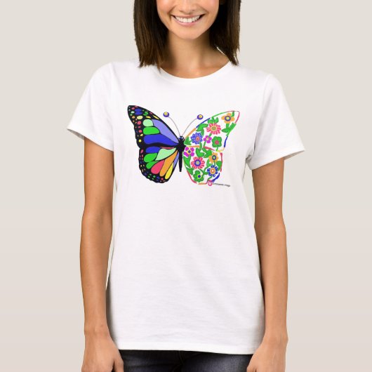 Vlinders, bloemen Pulmonale liefde T-shirt (Voorkant)