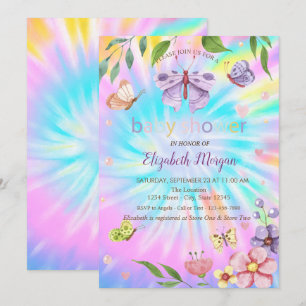 Vlinders Bloemen Tie Dye Baby Shower Kaart