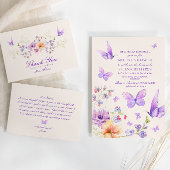  Vlinders Bloemen Vrijgezellenfeest Bedankkaart