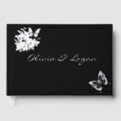 Vlinders & Bloemen Zilver Folie Zwart Trouwen Gastenboek