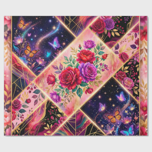 Vlinders, Bloemendromen & Gouden Elegantie Cadeaupapier