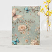 vlinders bloemig dank u bruiloft Kaart (Gele Bloem)