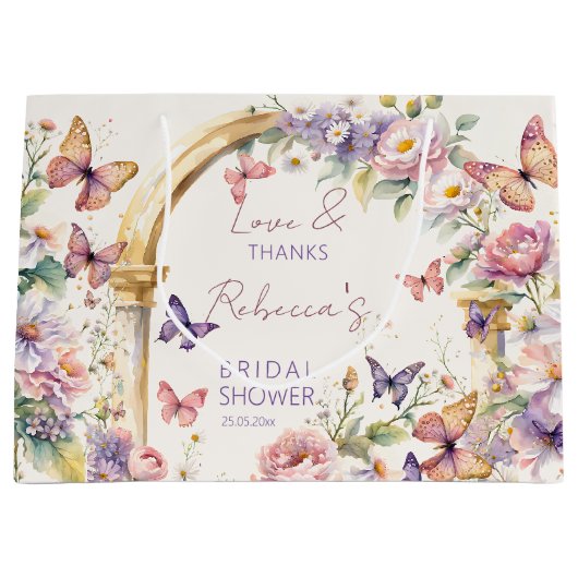 Vlinders bloemig vrijgezellenfeest gunsten groot cadeauzakje (Voorkant)