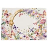 Vlinders bloemig vrijgezellenfeest gunsten groot cadeauzakje (Achterkant)