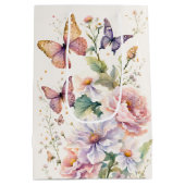 Vlinders bloemig vrijgezellenfeest gunsten medium cadeauzakje (Achterkant)