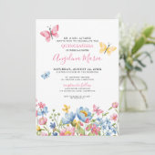 Vlinders Bloemige Quinceanera Kaart (Staand voorkant)