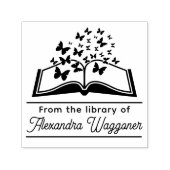 Vlinders Boek "Uit de bibliotheek van" Naam Zelfinktende Stempel (Design)