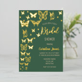 Vlinders Boho Green Gold Foil Vrijgezellenfeest Folie Uitnodiging (Staand Voorkant)