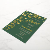 Vlinders Boho Green Gold Foil Vrijgezellenfeest Folie Uitnodiging (Gedraaid)