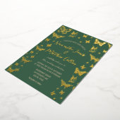 Vlinders Boho Green Gold Folie Wedding Uitnodiging (Gedraaid)