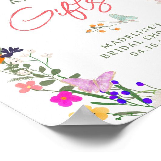 Vlinders boho helder wild verlaagt bruidsbord poster (Hoek)