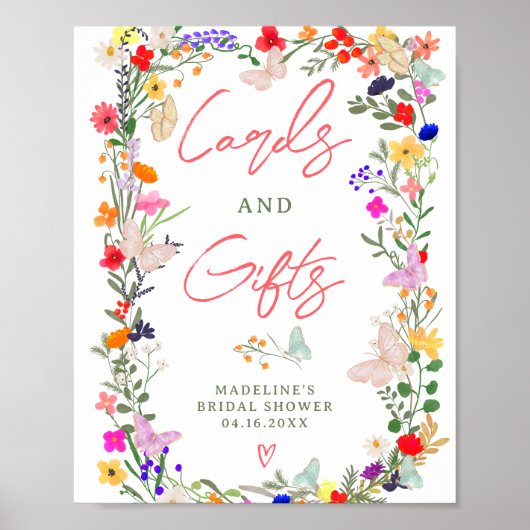 Vlinders boho helder wild verlaagt bruidsbord poster (Voorkant)