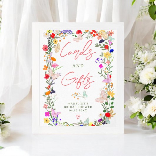 Vlinders boho helder wild verlaagt bruidsbord poster