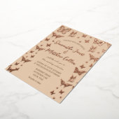 Vlinders Boho Perzik Roos Gold Folie Wedding Uitnodiging (Gedraaid)